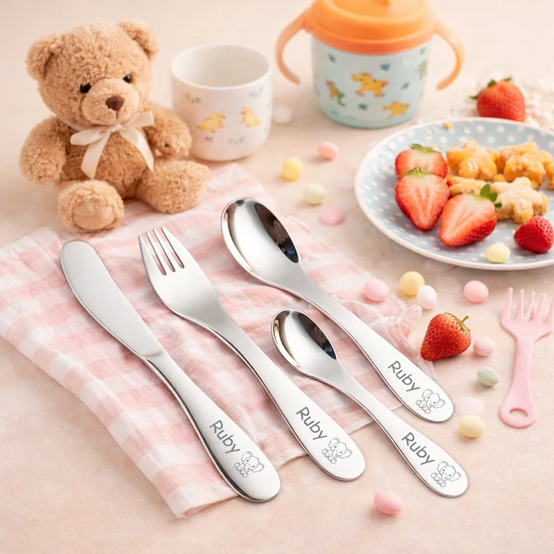 Personalisiertes Kinderbesteck mit Gravur aus rostfreiem Edelstahl