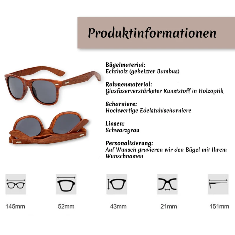 Personalisierte Sonnenbrille aus Holz
