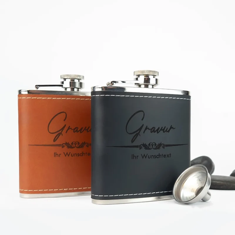 Flachmann mit Gravur inkl. Geschenkbox und Trichter