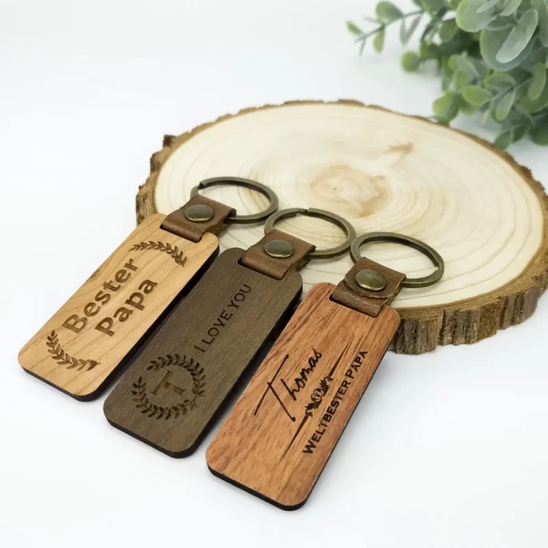 Personalisierter Schlüsselanhänger aus Edelholz - Schlüsselanhänger mit Gravur