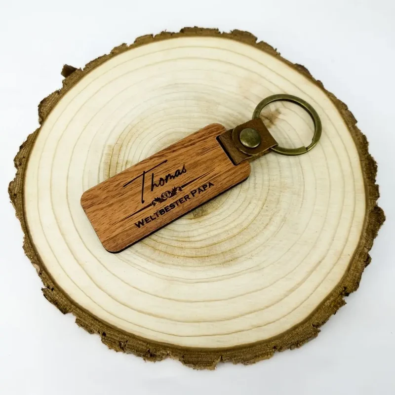 Personalisierter Schlüsselanhänger aus Edelholz - Schlüsselanhänger mit Gravur