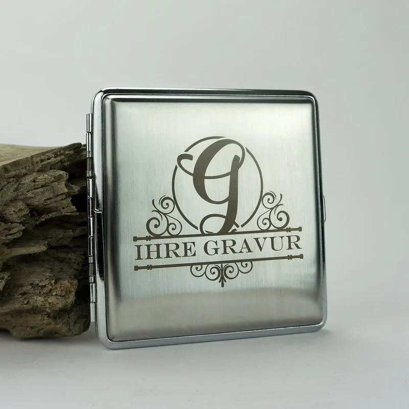 Graviertes Zigarettenetui aus Metall für 20 Zigaretten