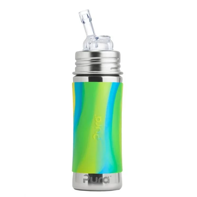 Pura Strohhalmflasche 325ml Aqua Swirl