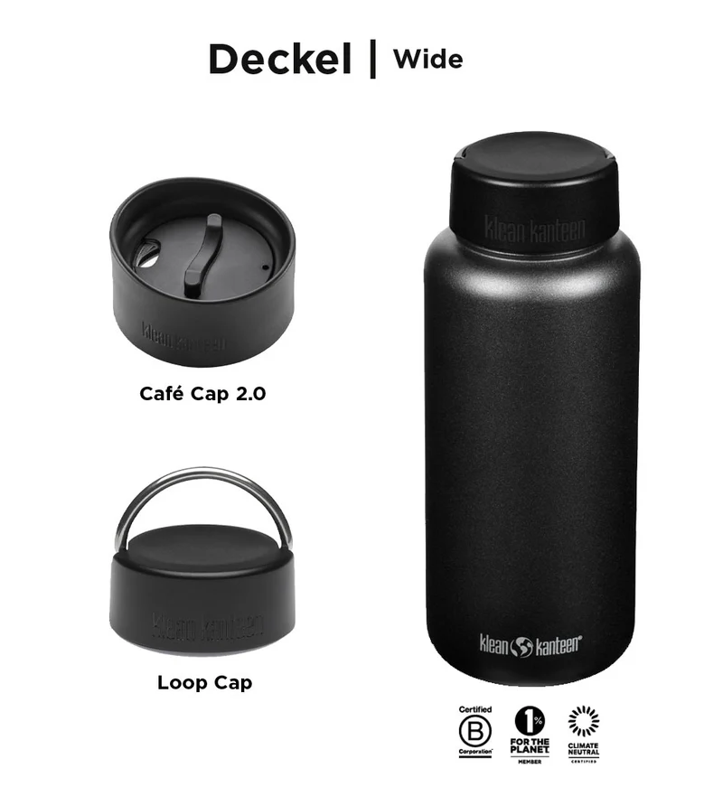 Klean Kanteen Trinkflasche Wide 1182 ml Loop Cap Schwarz