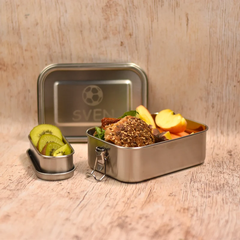 Geschenkset Wert&Voll - Auslaufsichere Lunchbox 800ml & Snackbehälter - Beide mit Gravur