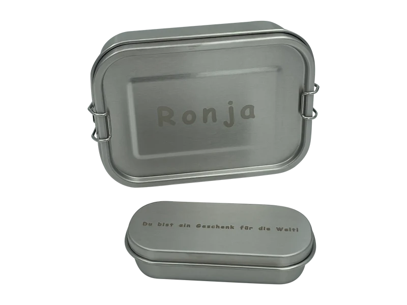 Geschenkset Wert&Voll - Auslaufsichere Lunchbox 800ml & Snackbehälter - Beide mit Gravur