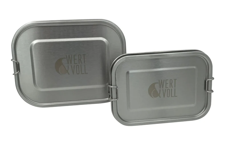 Wert&Voll - Doppelpack Auslaufsichere Lunchboxen 800ml und 1400ml - Beide mit Gravur