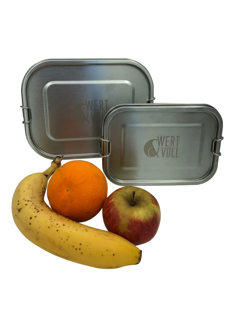 Wert&Voll - Doppelpack Auslaufsichere Lunchboxen 800ml und 1400ml - Beide mit Gravur