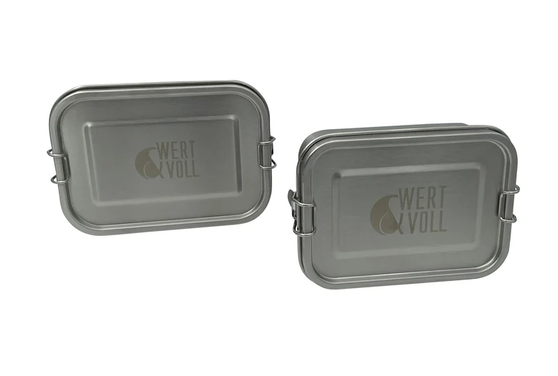 Wert&Voll - Doppelpack Auslaufsichere Lunchboxen 600ml und 800ml - Beide mit Gravur