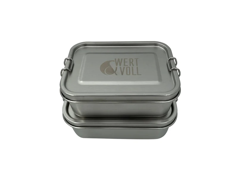 Wert&Voll - Doppelpack Auslaufsichere Lunchboxen 600ml und 800ml - Beide mit Gravur