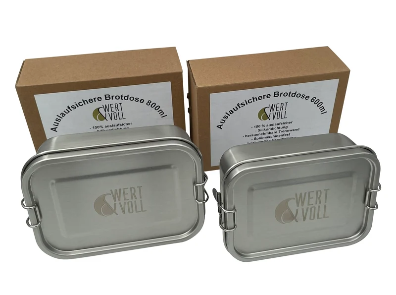 Wert&Voll - Doppelpack Auslaufsichere Lunchboxen 600ml und 800ml