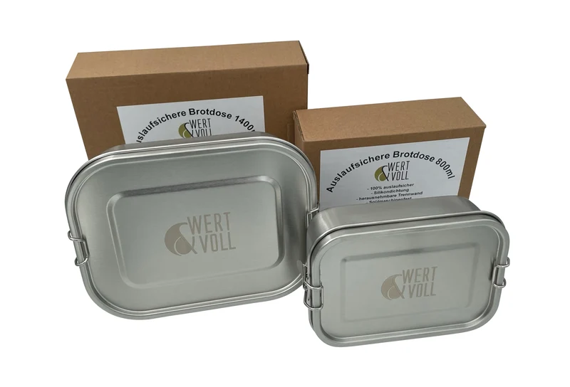 Wert&Voll - Doppelpack Auslaufsichere Lunchboxen 800ml und 1400ml