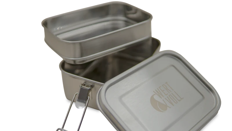 Wert&Voll - Auslaufsichere Doppelstöckige Lunchbox 1340ml mit Gravur