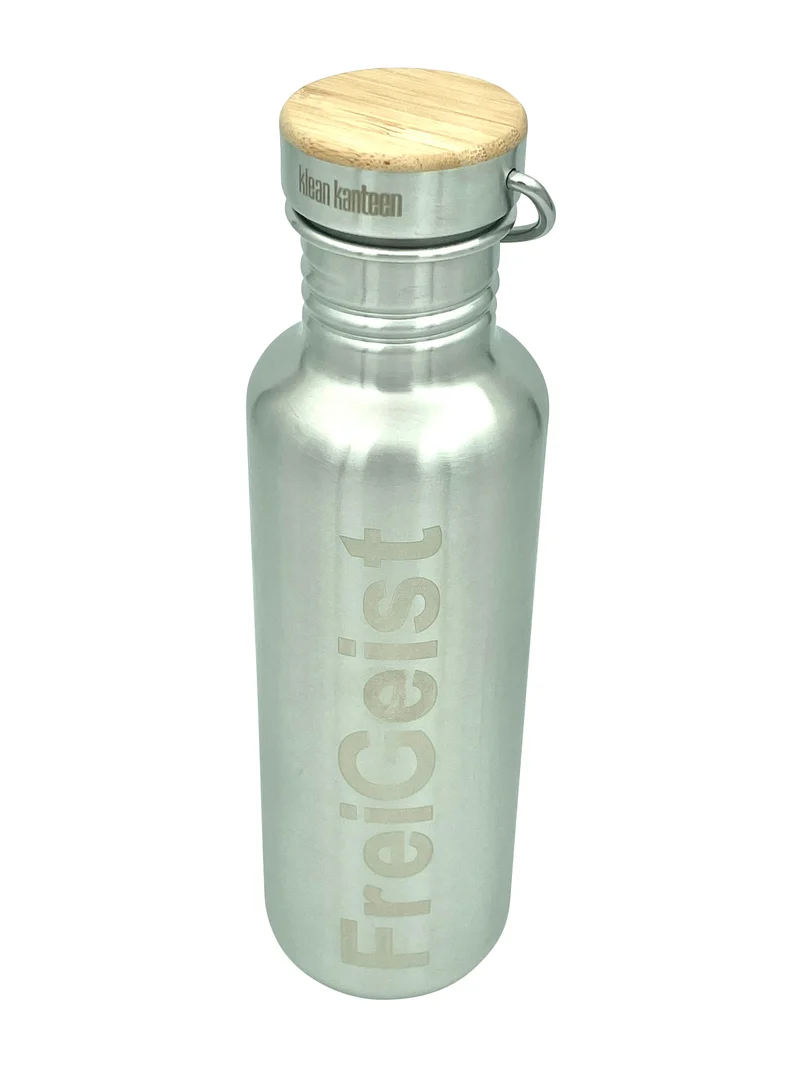 Klean Kanteen Trinkflasche Classic Reflect 800 ml Bambus Deckel Edelstahl matt mit Gravur
