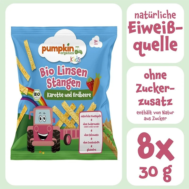 Bio Linsen Stangen Karotte und Erdbeere (8er Pack)