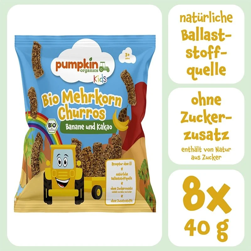 Bio Mehrkorn Churros Banane und Kakao (8er Pack)