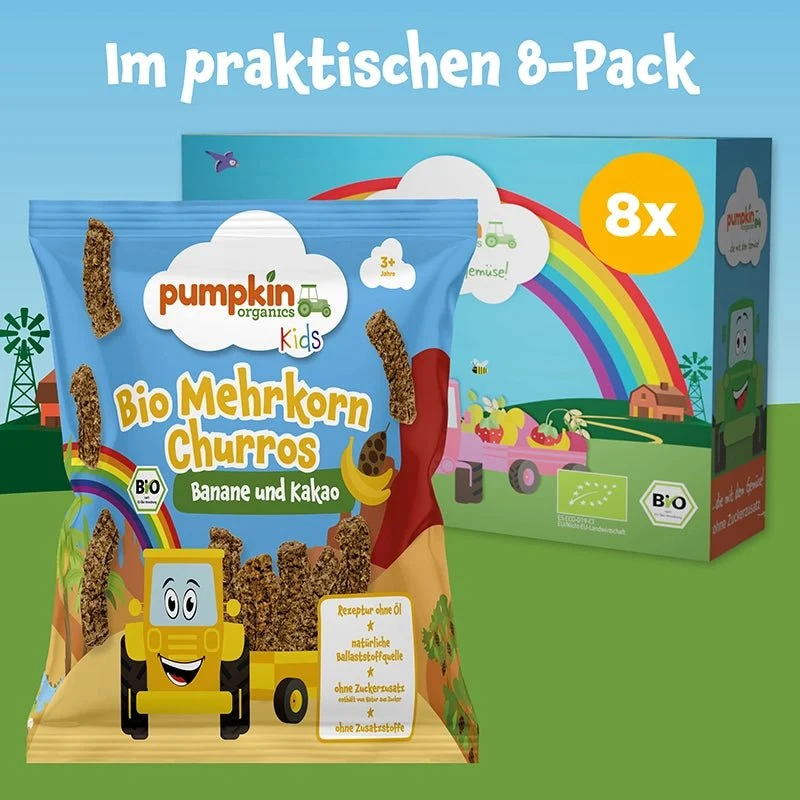 Bio Mehrkorn Churros Banane und Kakao (8er Pack)