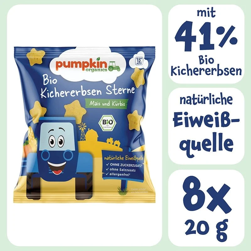 Bio Kichererbsen Sterne Mais und Kürbis (8er Pack)