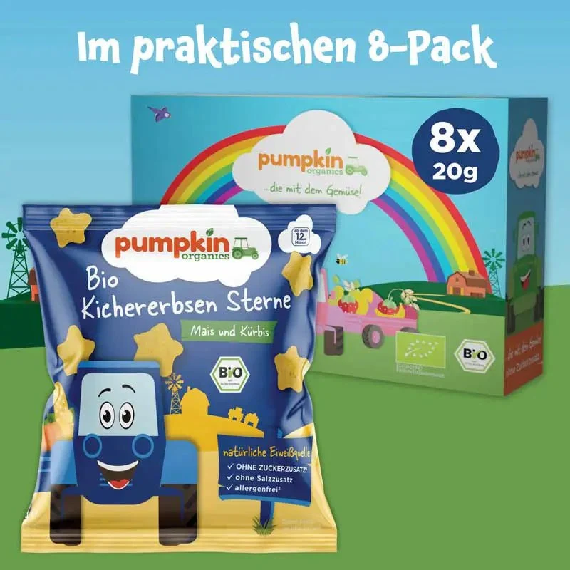 Bio Kichererbsen Sterne Mais und Kürbis (8er Pack)
