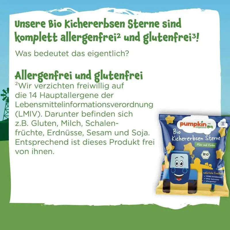 Bio Kichererbsen Sterne Mais und Kürbis (8er Pack)