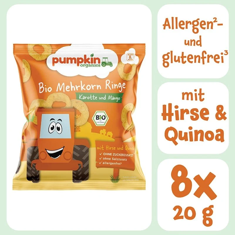 Bio Mehrkorn Ringe Karotte und Mango (8er Pack)
