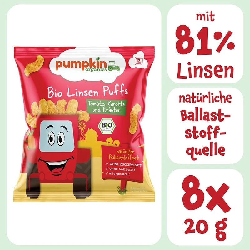 Bio Linsen Puffs Tomate Karotte und Kräuter (8er Pack)