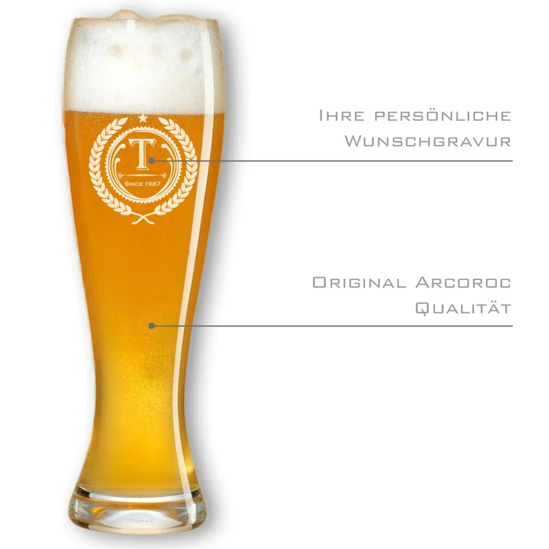Graviertes Weizenbierglas - 0,5 Liter
