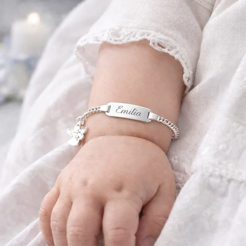 Personalisiertes Taufarmband mit Schutzengel Anhänger • Taufkette