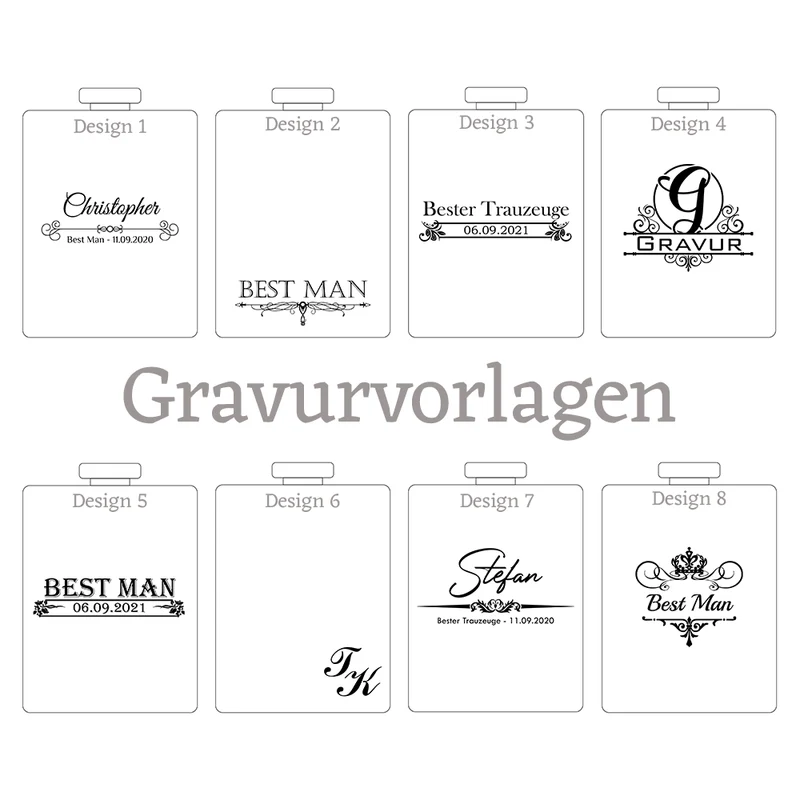 Flachmann mit Gravur in Pink, 170 ml inkl. Geschenkbox, 4 Becher und Trichter