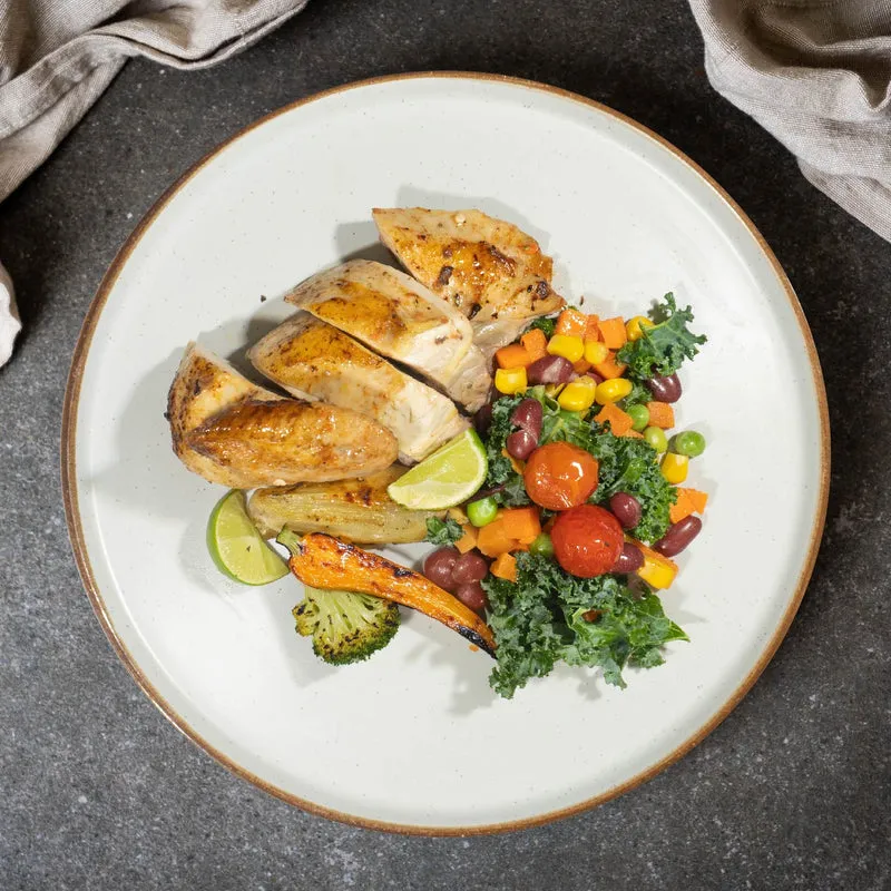 Grilled Chicken Breast W/ Seasonal Vegetables And Pesto Sauce