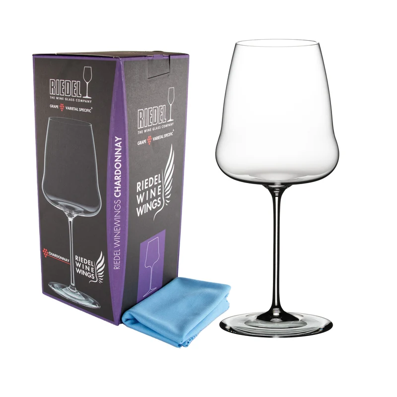 Weißweinglas Riedel Winewings Chardonnay Glas mit Poliertuch in Geschenkverpackung