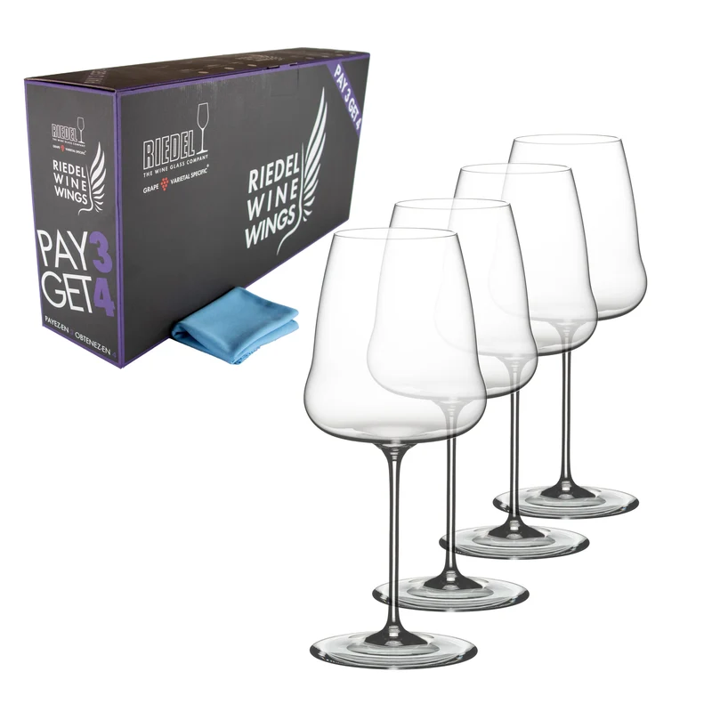 Weißweinglas Riedel Winewings Chardonnay Glas mit Poliertuch in Geschenkverpackung