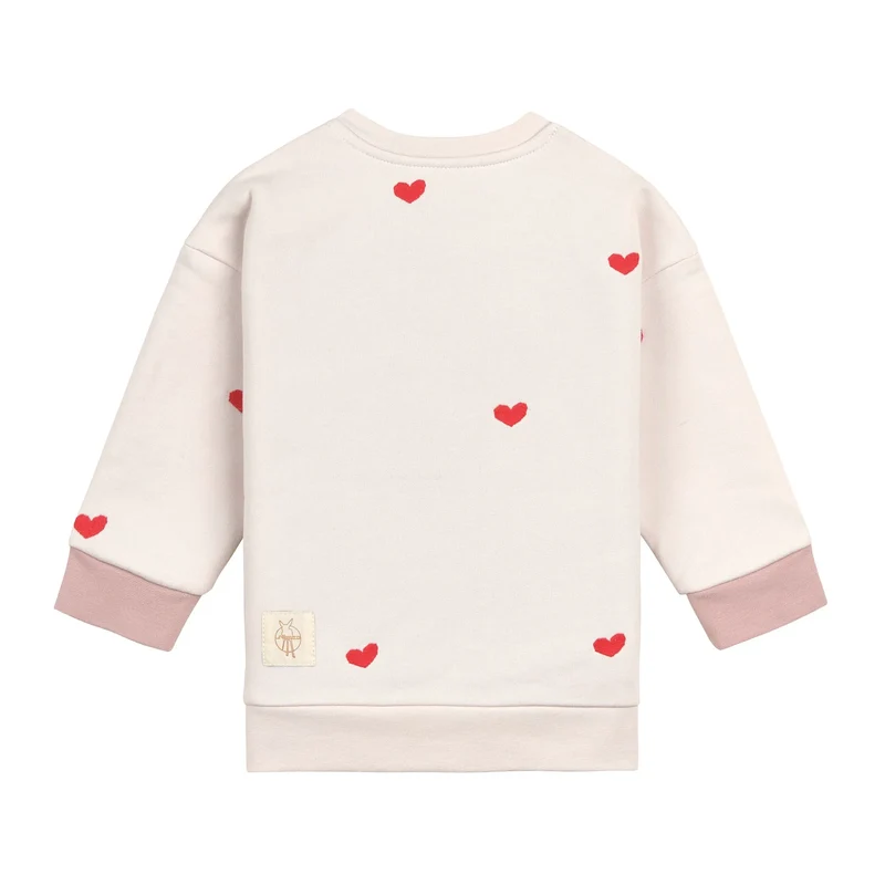 Kinder Sweatshirt - Bio-Baumwolle, Herz Beige
