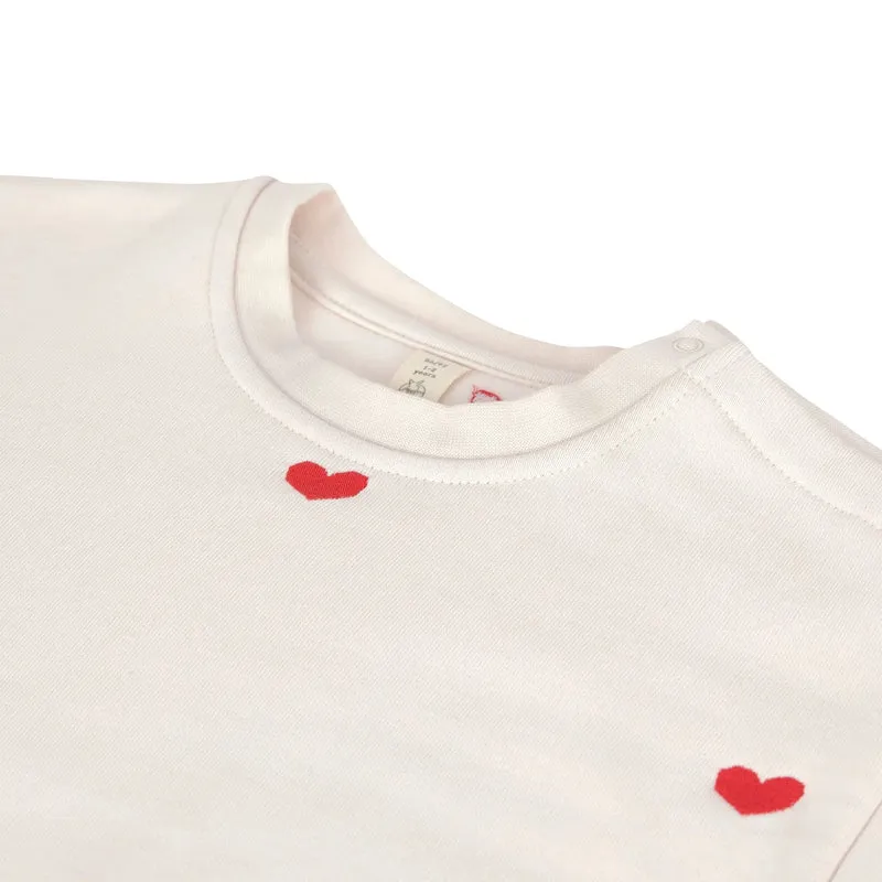 Kinder Sweatshirt - Bio-Baumwolle, Herz Beige