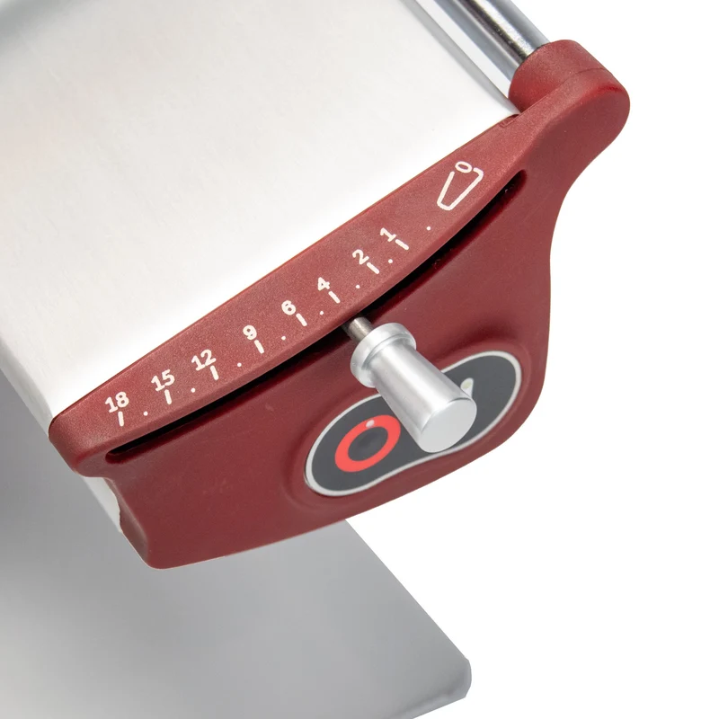 Berkel Home Line 250 Plus Rot Matt – Aufschnittmaschine mit handgefertigtem Unikat-Schneidebrett & Wellenschliff-Bausatz für Brot