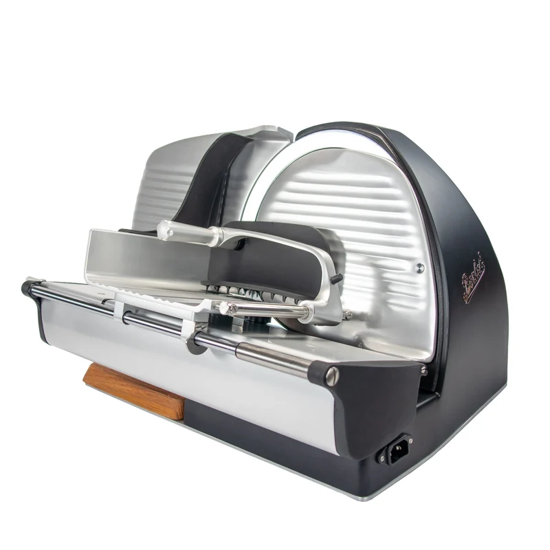 Berkel Home Line 250 Plus Schwarz Matt – Allesschneider + handgefertigtem Schneidebrett + Wellenschliff-Bausatz für Brot