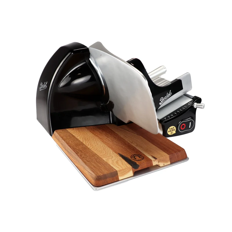 Berkel Home Line 200 Plus Schwarz – Aufschnittmaschine + Einlegebrett & Wellenschliff-Bausatz für Brot