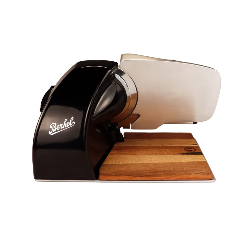 Berkel Home Line 200 Plus Schwarz – Aufschnittmaschine + Einlegebrett & Wellenschliff-Bausatz für Brot