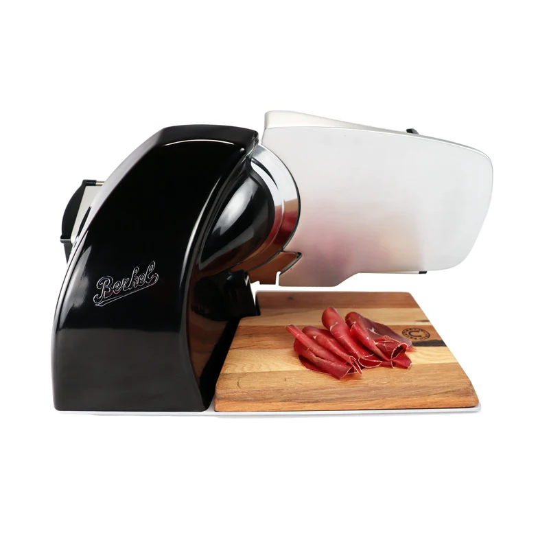 Berkel Home Line 200 Plus Schwarz – Aufschnittmaschine + Einlegebrett & Wellenschliff-Bausatz für Brot