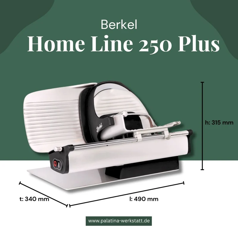 Berkel Home Line 250 Plus schwarz– Aufschnittmaschine mit handgefertigtem Unikat-Schneidebrett & Wellenschliff-Bausatz für Brot