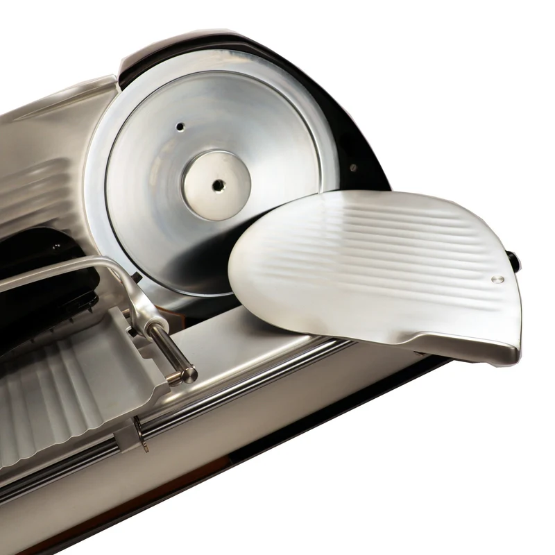 Berkel Home Line 250 Plus schwarz– Aufschnittmaschine mit handgefertigtem Unikat-Schneidebrett & Wellenschliff-Bausatz für Brot