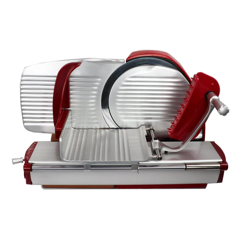Berkel Home Line 250 Plus Rot – Aufschnittmaschine mit handgefertigtem Schneidebrett & Wellenschliff-Bausatz für Brot