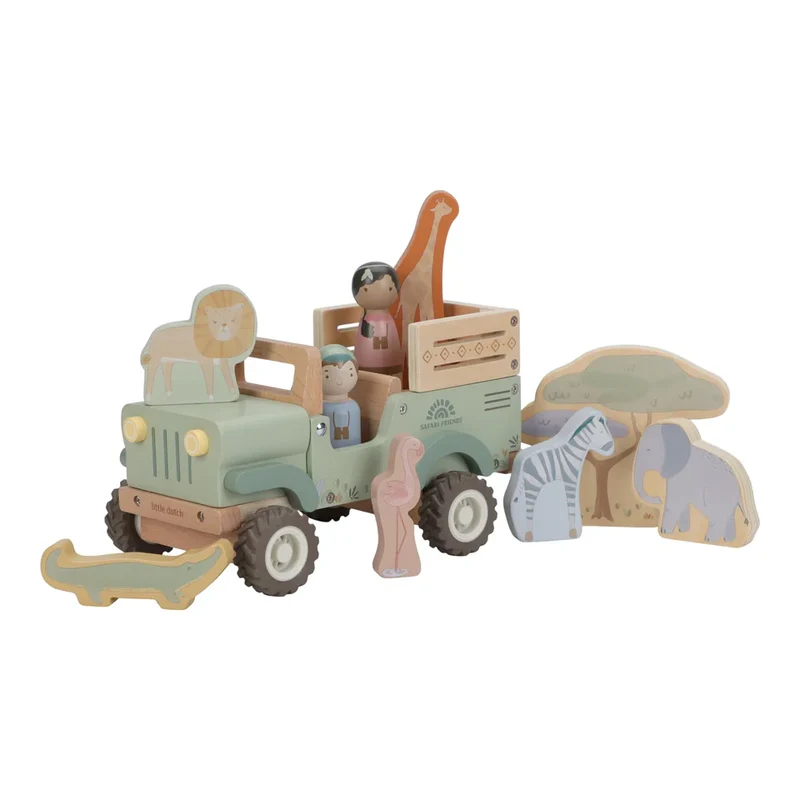 Safari-Holzauto mit Tieren – Grün – Safari Friends