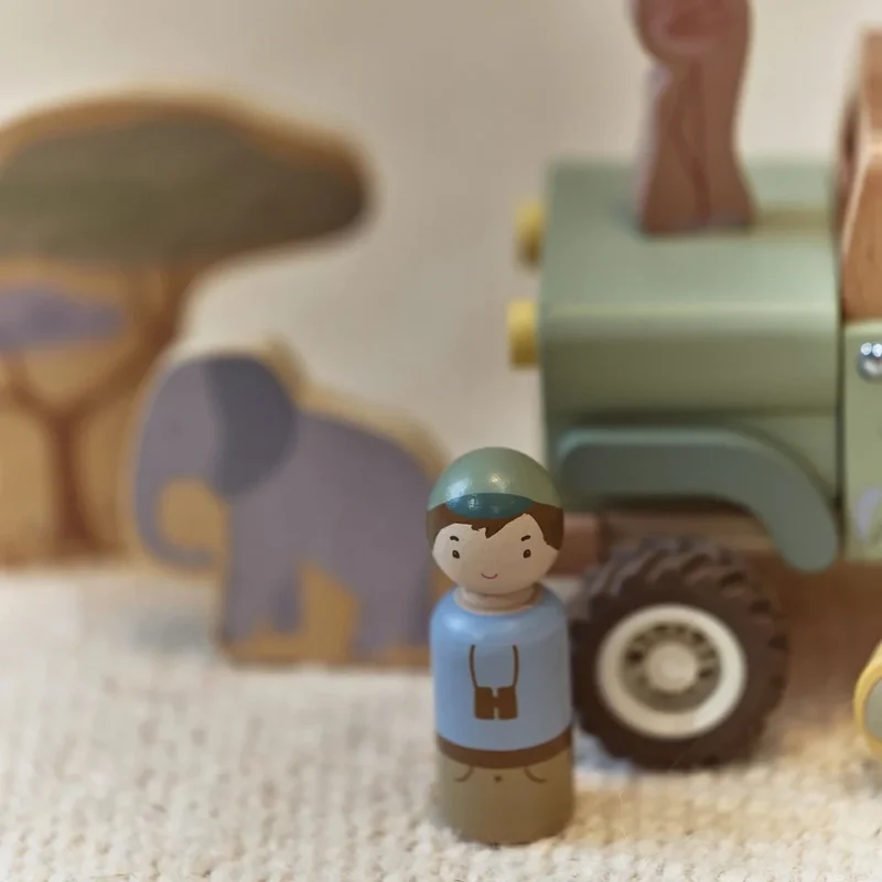Safari-Holzauto mit Tieren – Grün – Safari Friends