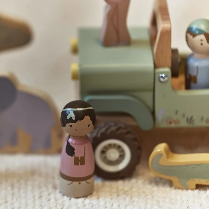 Safari-Holzauto mit Tieren – Grün – Safari Friends