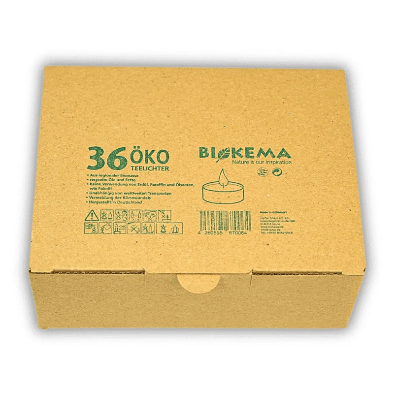 nachhaltige Teelichter mit Aluminiumhülle - 36 Stück