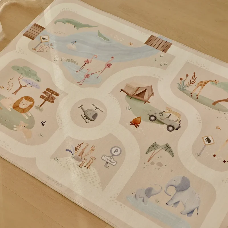 Spielteppich Safari für Autos - Beige - Safari Freunde