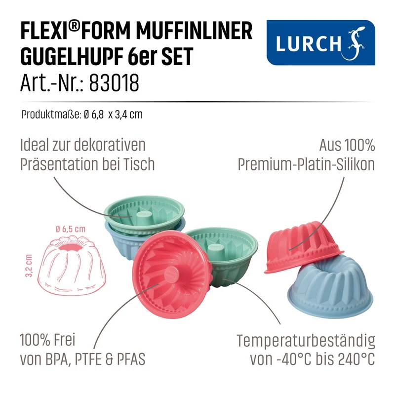 Muffinliner Gugelhupf 6er Set Pastel Mix