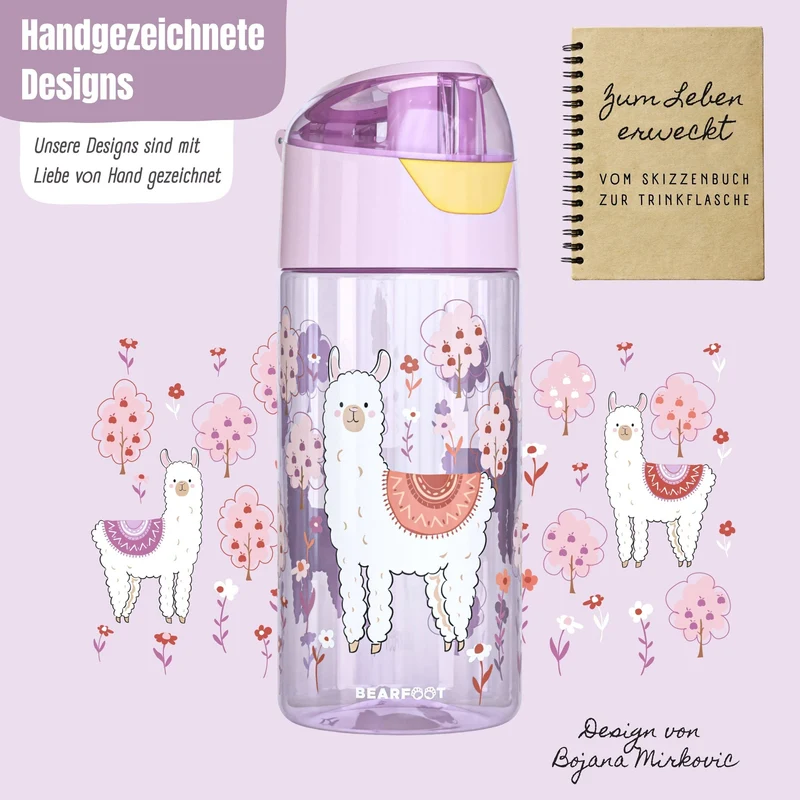 Trinkflasche Kinder, leichte Wasserflasche - Lama