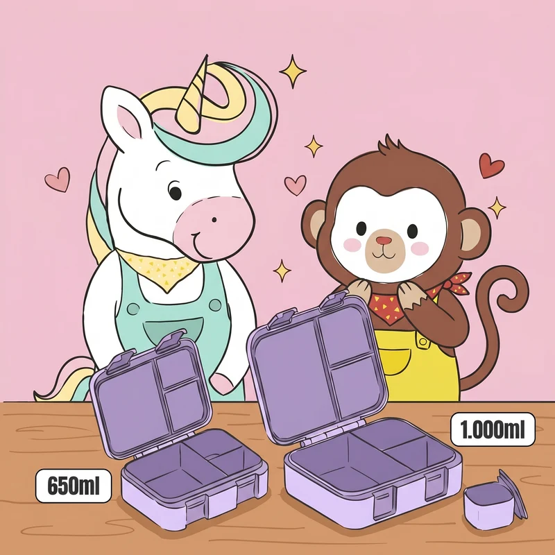 Brotdose mit Fächern, leicht & auslaufsicher - Sticker lila